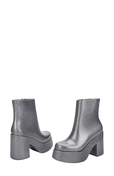 Shop Melissa Nubia Ii Platform Bootie In Glitter Clear Silver