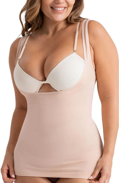 Shop Shapermint Essentials Open Bust Shaper Camisole In Oatmeal