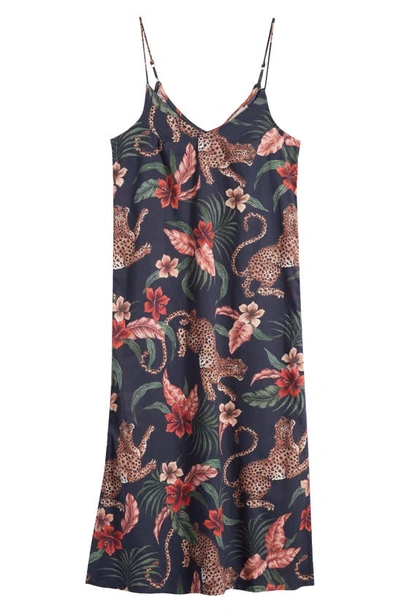 Desmond & Dempsey Floral Cotton Nightgown In Soleia Navy