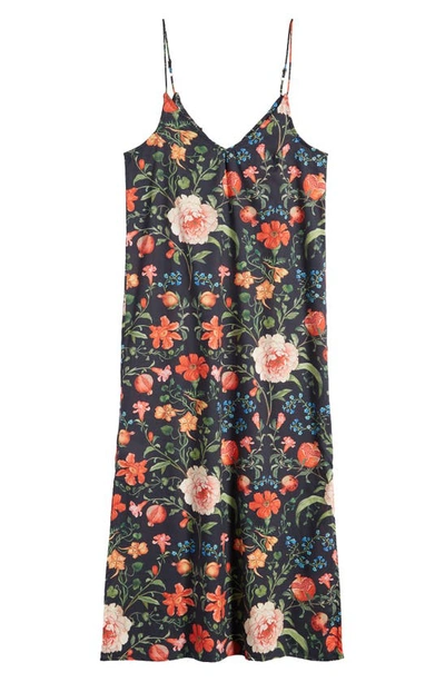 Shop Desmond & Dempsey Floral Cotton Nightgown In Persephone Black/ Multi