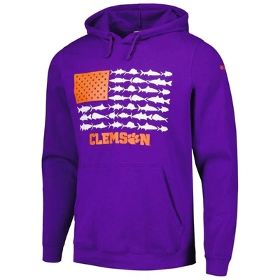 Shop Columbia Purple Clemson Tigers Pfg Fish Flag Ii Pullover Hoodie