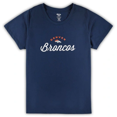 Shop Concepts Sport Navy Denver Broncos Plus Size Badge T-shirt & Flannel Pants Sleep Set