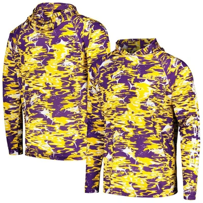 Shop Columbia Purple Lsu Tigers Pfg Terminal Tackle Omni-shade Rippled Long Sleeve Hooded T-shirt
