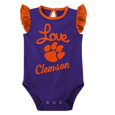 Shop Outerstuff Girls Newborn & Infant Orange/purple Clemson Tigers Spread The Love 2-pack Bodysuit Set
