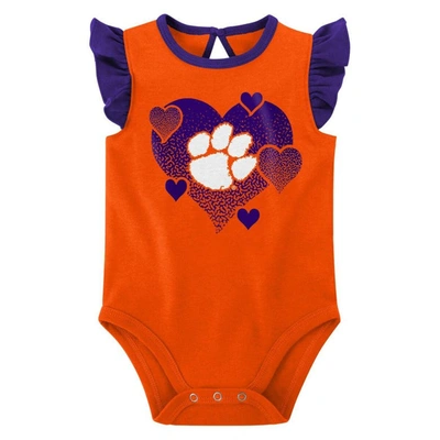 Shop Outerstuff Girls Newborn & Infant Orange/purple Clemson Tigers Spread The Love 2-pack Bodysuit Set