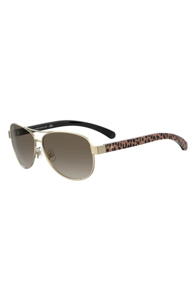Kate Spade New York 'dalia2' 58mm Aviator Sunglasses In Gold Pattern Beige/ Brown