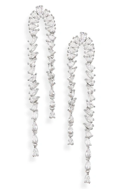 Shop Shashi Pear Cut Cubic Zirconia Drop Earrings In Silver
