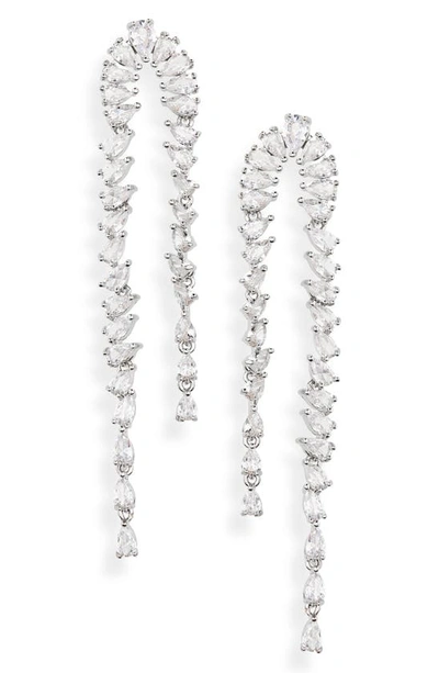 Shashi Pear Cut Cubic Zirconia Drop Earrings In Silver