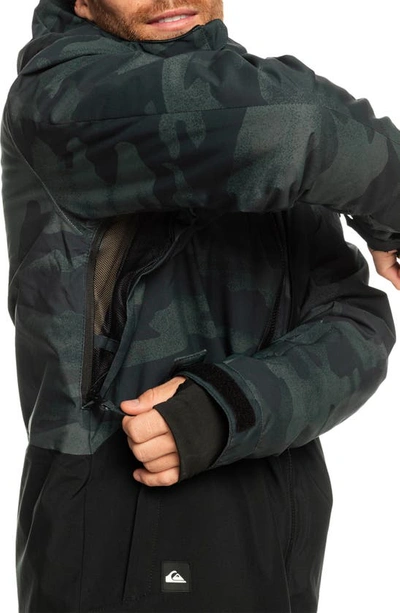 Shop Quiksilver Mission Print Waterproof Jacket In Spray Camo True Black