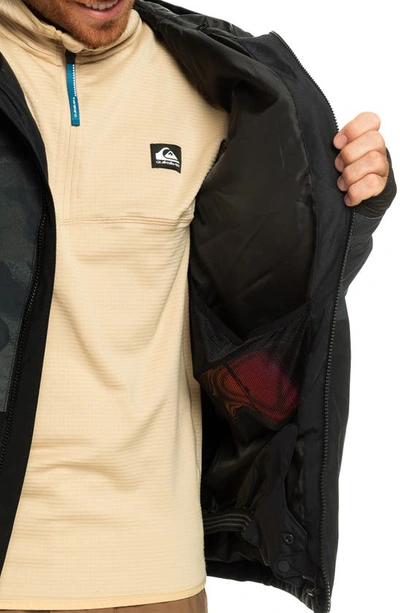 Shop Quiksilver Mission Print Waterproof Jacket In Spray Camo True Black