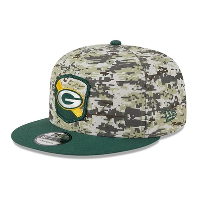 Shop New Era Camo/green Green Bay Packers 2023 Salute To Service 9fifty Snapback Hat