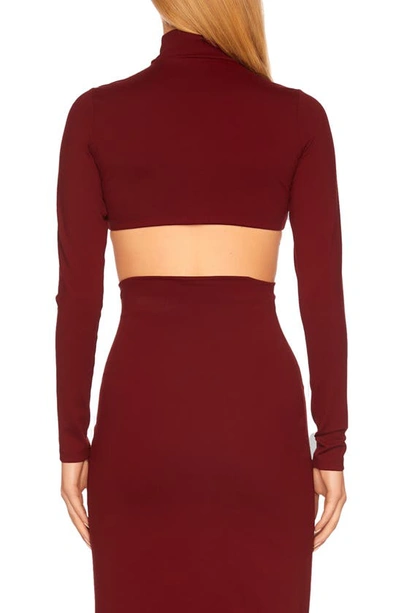 Susana Monaco Underwire Mock Neck Crop Top In Oxblood