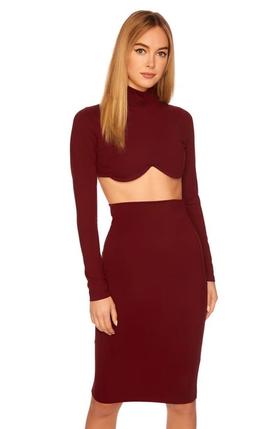 Susana Monaco Underwire Mock Neck Crop Top In Oxblood