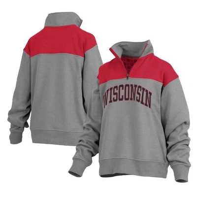 Shop Pressbox Gray Wisconsin Badgers Avon Fleece Quarter-zip Jacket