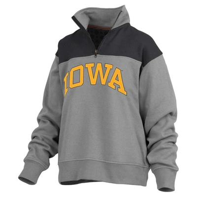 Shop Pressbox Gray Iowa Hawkeyes Avon Fleece Quarter-zip Jacket