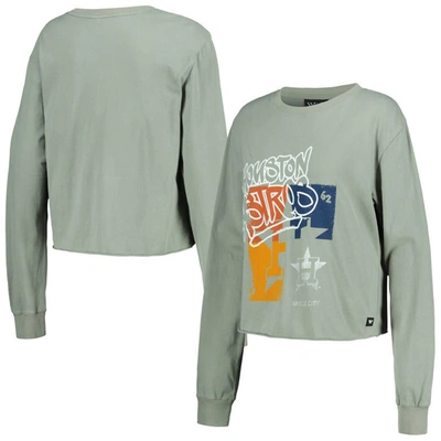 Shop The Wild Collective Gray Houston Astros Cropped Long Sleeve T-shirt