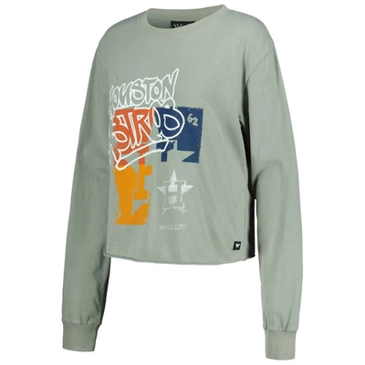 Shop The Wild Collective Gray Houston Astros Cropped Long Sleeve T-shirt