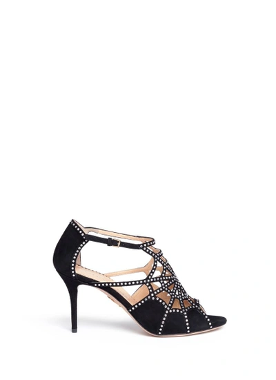 Shop Charlotte Olympia 'lotte' Charlotte's Web Strass Suede Sandals