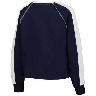 Shop Gameday Couture Navy West Virginia Mountaineers Blindside Raglan Cropped Pullover Sweatshirt