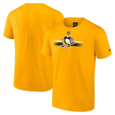 Shop Fanatics Branded Gold Pittsburgh Penguins Authentic Pro Secondary T-shirt