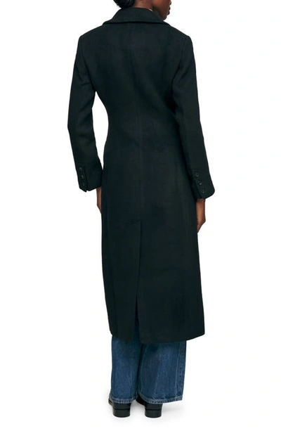 Shop Reformation Oscar Nipped Waist Recycled Wool Blend Double Breasted Coat In Black