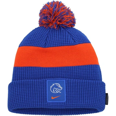 Shop Nike Youth  Royal Boise State Broncos Cuffed Knit Hat With Pom
