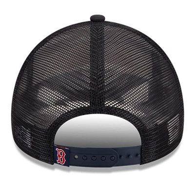 Shop New Era White/navy Boston Red Sox Stacked A-frame Trucker 9forty Adjustable Hat