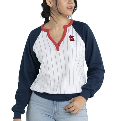 Shop Lusso White/navy St. Louis Cardinals Mack Fleece V-neck Pullover Top