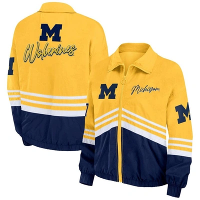 Shop Wear By Erin Andrews Maize Michigan Wolverines Vintage Throwback Windbreaker Full-zip Jacket