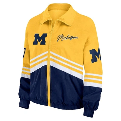 Shop Wear By Erin Andrews Maize Michigan Wolverines Vintage Throwback Windbreaker Full-zip Jacket
