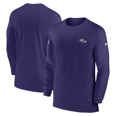 Shop Nike Purple Baltimore Ravens Sideline Coach Performance Long Sleeve T-shirt
