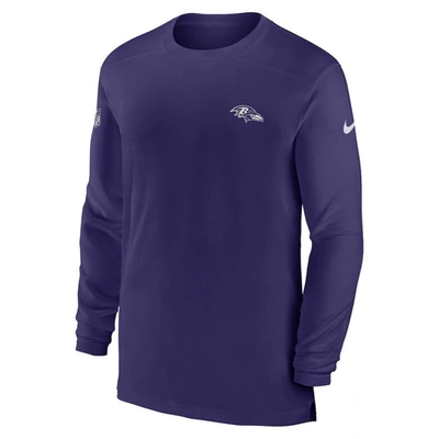 Shop Nike Purple Baltimore Ravens Sideline Coach Performance Long Sleeve T-shirt