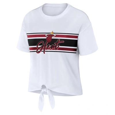 Shop Wear By Erin Andrews White Miami Heat Tie-front T-shirt