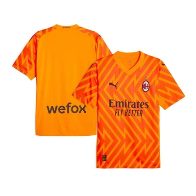 Shop Puma Orange Ac Milan 2023/24 Replica Short Sleeve Goalkeeper Jersey