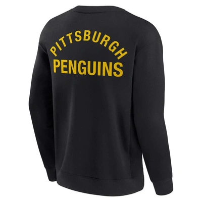 Fanatics Signature Unisex   Black Pittsburgh Penguins Super Soft Pullover Crew Sweatshirt In Black