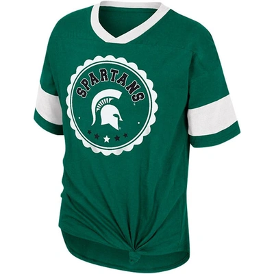 Shop Colosseum Girls Youth  Green Michigan State Spartans Tomika Tie-front V-neck T-shirt