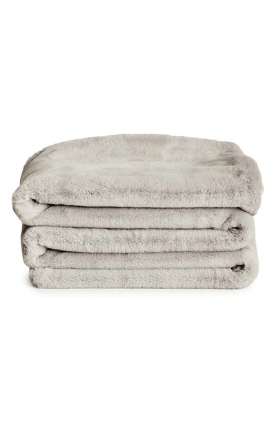 Shop Unhide Li'l Marsh Medium Plush Blanket In Greige Goose