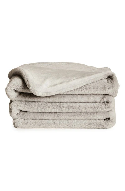 Shop Unhide Li'l Marsh Medium Plush Blanket In Greige Goose