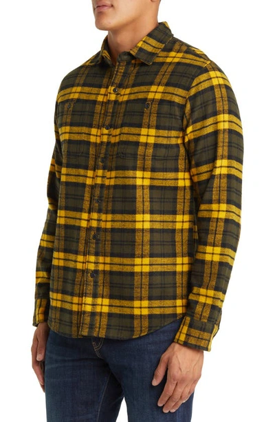 Schott Two-pocket Flannel Long Sleeve Button-up Shirt In Spruce