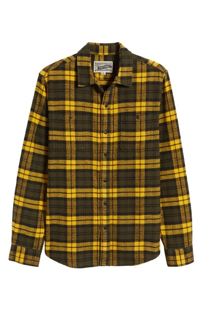 Schott Two-pocket Flannel Long Sleeve Button-up Shirt In Spruce