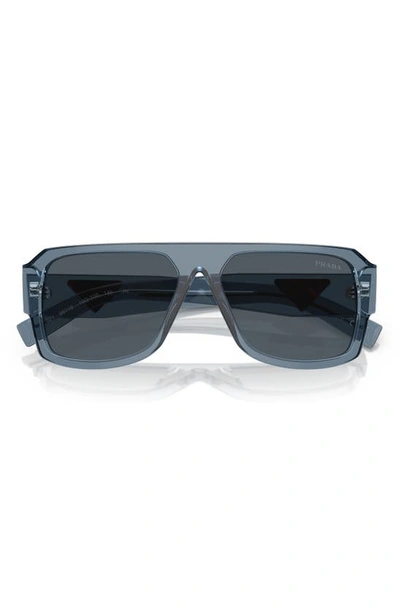 Shop Prada 56mm Pilot Sunglasses In Transparent Grey