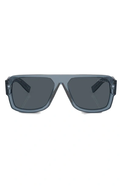 Shop Prada 56mm Pilot Sunglasses In Transparent Grey