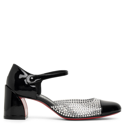 Shop Christian Louboutin Miss Mj Strass 55 Black Patent Pvc Pumps