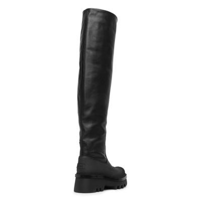 Shop Chloé Raina Black Overknee Leather Boots