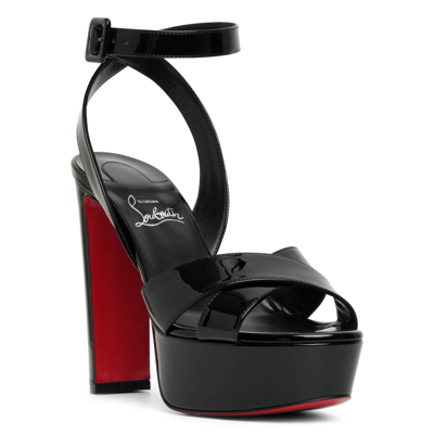 Shop Christian Louboutin Supramariza 130 Black Patent Leather Sandals