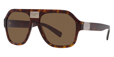 Shop Dolce & Gabbana Dolce And Gabbana Dark Brown Pilot Mens Sunglasses Dg4433f 502/73 58 In Brown / Dark