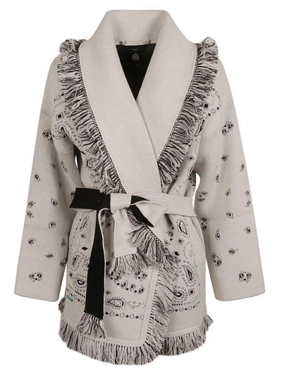 Shop Alanui Bandana Jacquard Cardi-coat In Moon Light