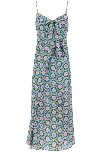Shop Saloni Penelope Floral Maxi Dress In Sorrel Teal (light Blue)