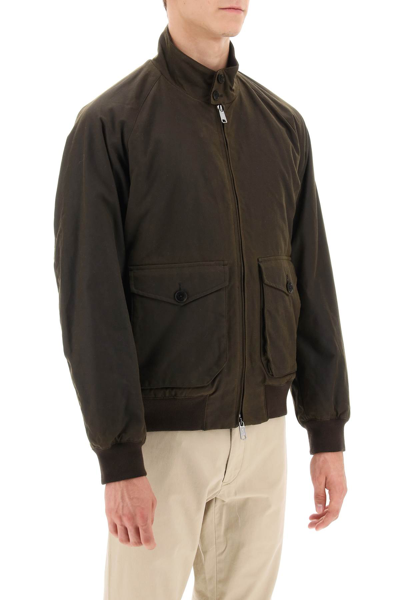 Shop Baracuta Waxed G9 Harrington Jacket In Deep Moss (brown)