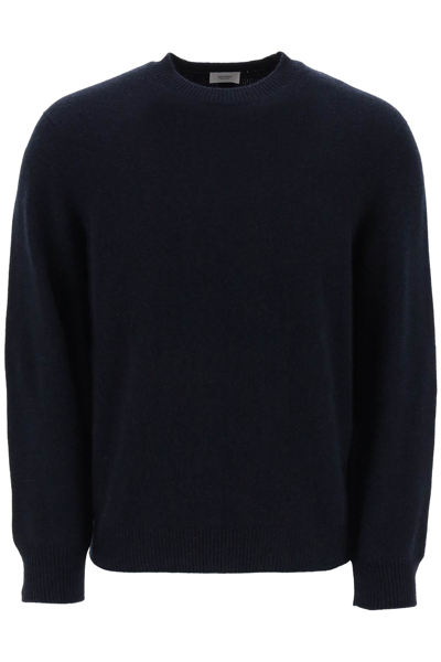 Shop Agnona Crew-neck Sweater In Cashmere In Night (blue)